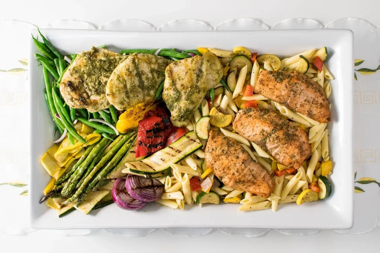 A catered entrée tray